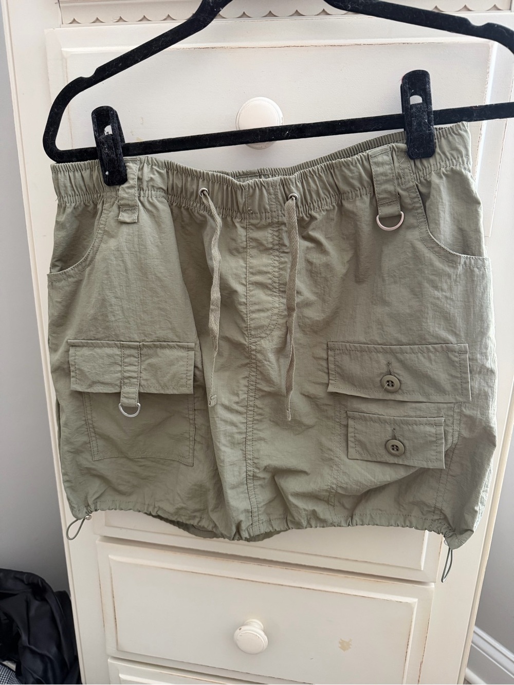 Love Tree Mini Cargo Skirt in Olive Green